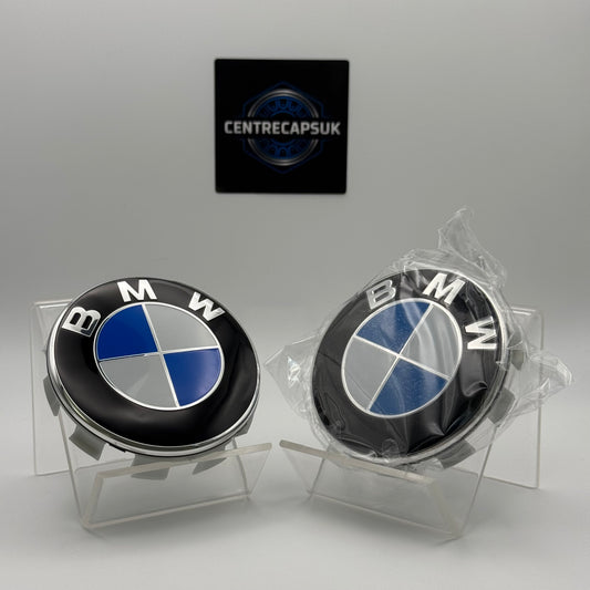 BMW Black & Blue Centre Caps 68mm - Set of 4