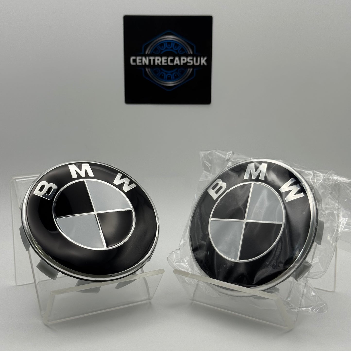 BMW Black & White Centre Caps 68mm - Set of 4