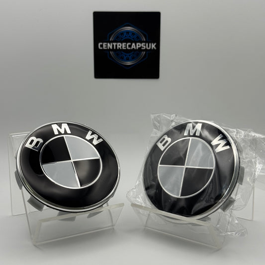 BMW Black & White Centre Caps 68mm - Set of 4