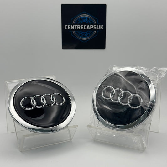 Audi Black & Chrome Centre Caps 69mm - Set of 4