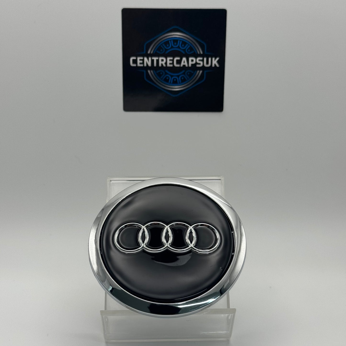 Audi Black & Chrome Centre Caps 69mm - Set of 4
