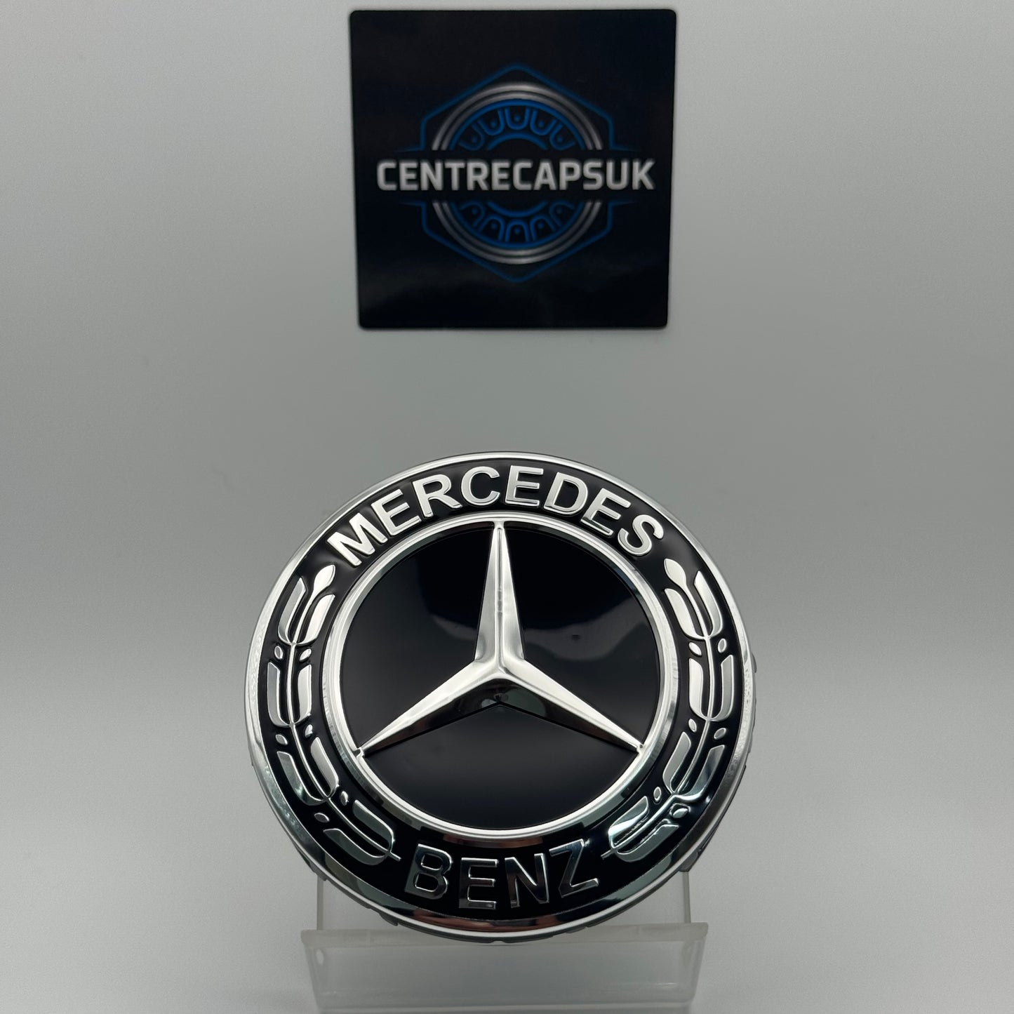 Mercedes-Benz Black & Chrome Centre Caps 75mm - Set of 4