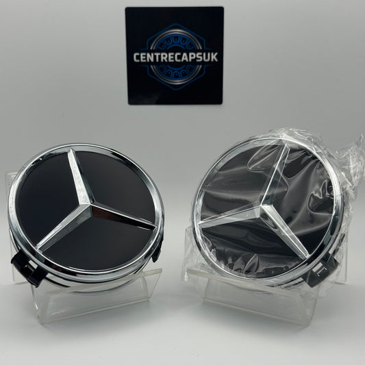 Mercedes-Benz Matt Black Centre Caps 75mm - Set of 4