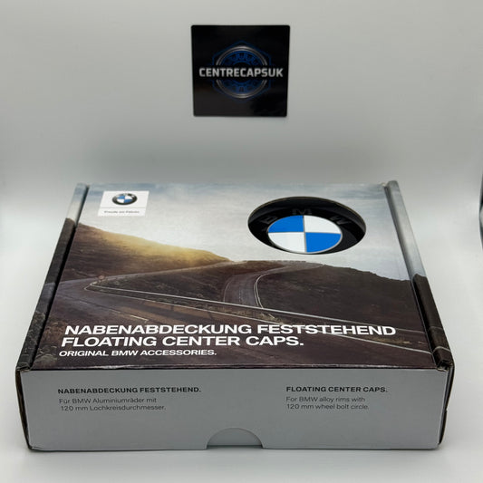 BMW Black & Blue Floating Centre Caps 68mm - Set of 4