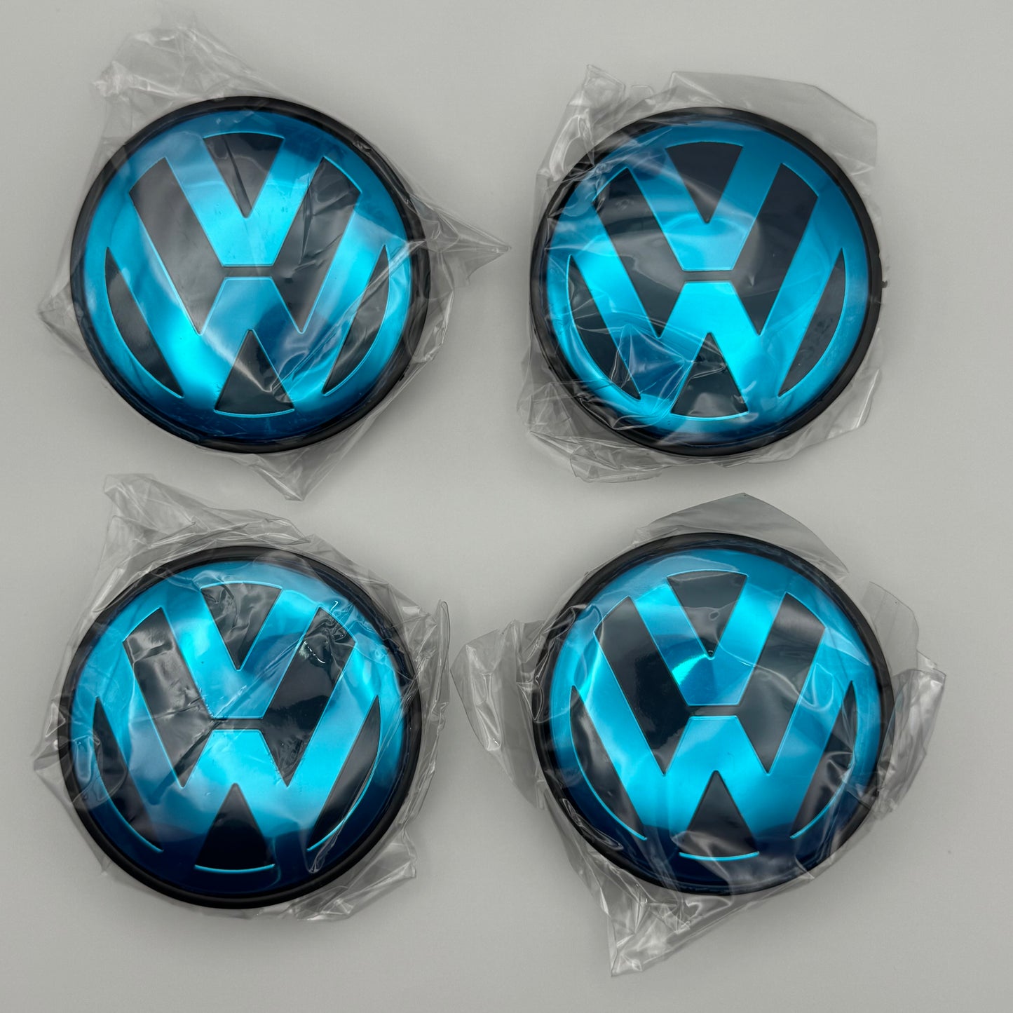 VW Black & Chrome Centre Caps 65mm - Set of 4