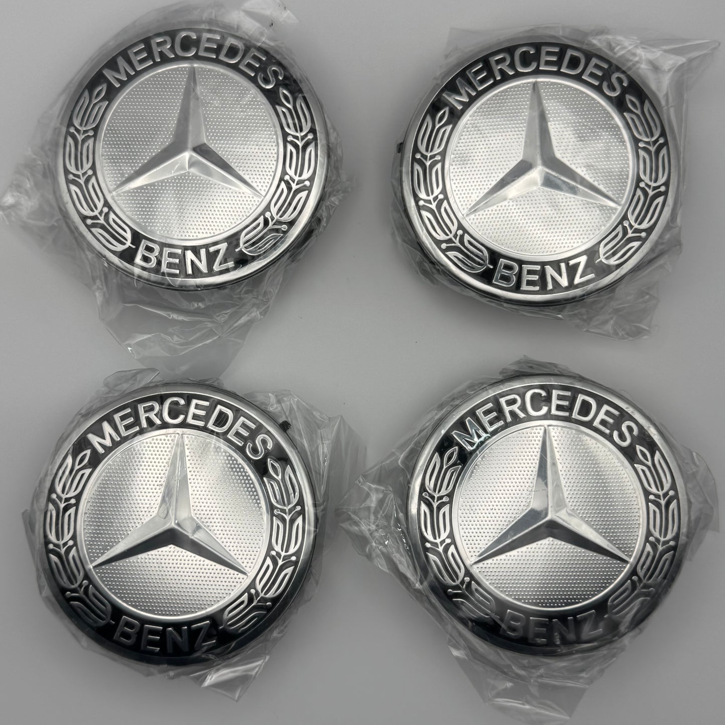 Mercedes-Benz Chrome & Black Centre Caps 75mm - Set of 4