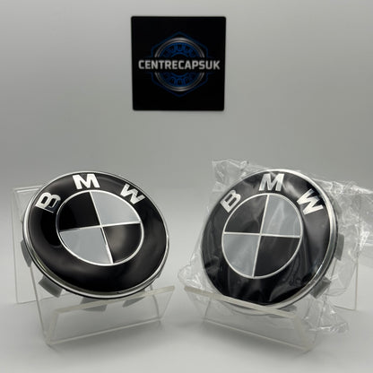 BMW Black & White Centre Caps 68mm - Set of 4