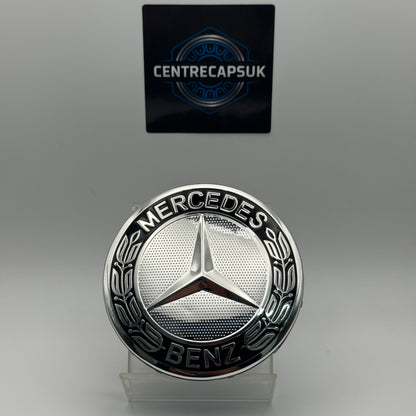Mercedes-Benz Chrome & Black Centre Caps 75mm - Set of 4