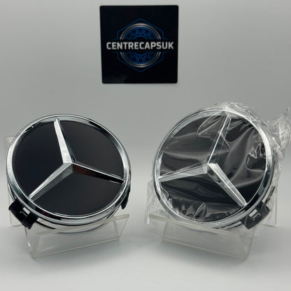 Mercedes-Benz Matt Black Centre Caps 75mm - Set of 4