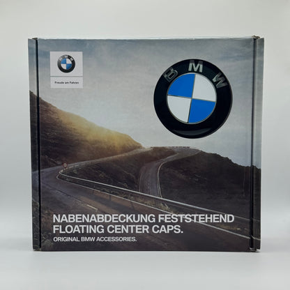BMW Black & Blue Floating Centre Caps 68mm - Set of 4