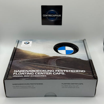 BMW Black & Blue Floating Centre Caps 68mm - Set of 4