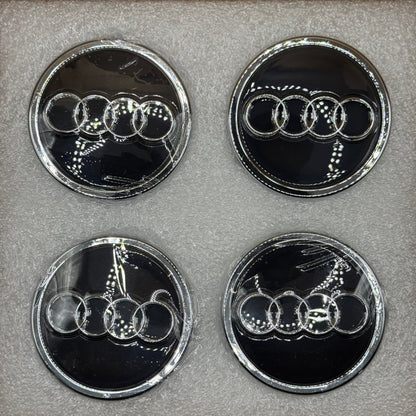 Audi Black & Chrome Floating Centre Caps 69mm - Set of 4