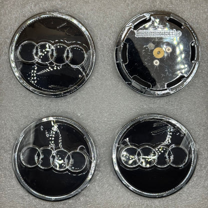 Audi Black & Chrome Floating Centre Caps 69mm - Set of 4