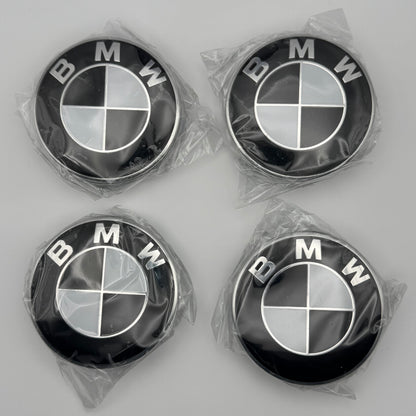 BMW Black & White Centre Caps 68mm - Set of 4