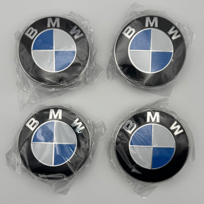 BMW Black & Blue Centre Caps 68mm - Set of 4