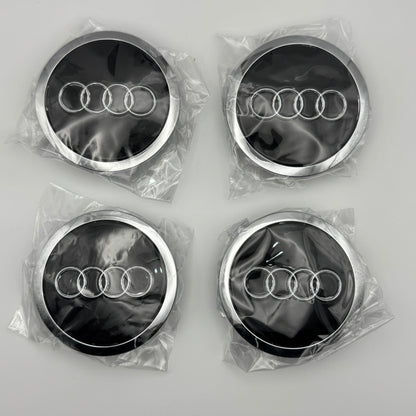 Audi Black & Chrome Centre Caps 69mm - Set of 4