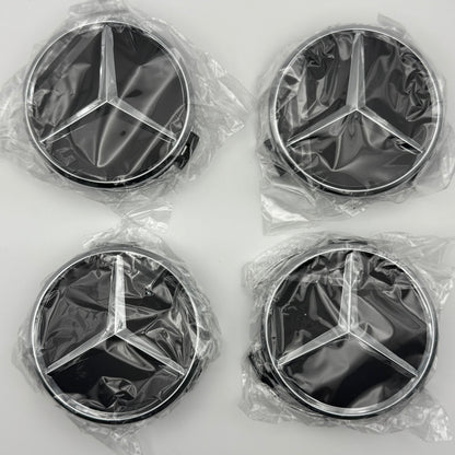 Mercedes-Benz Matt Black Centre Caps 75mm - Set of 4