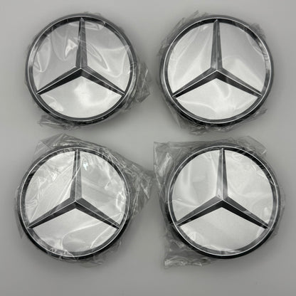 Mercedes-Benz Silver Centre Caps 75mm - Set of 4