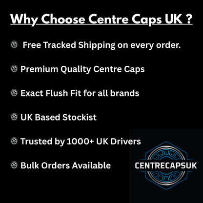 VW Black & Chrome Floating Centre Caps 65mm - Set of 4